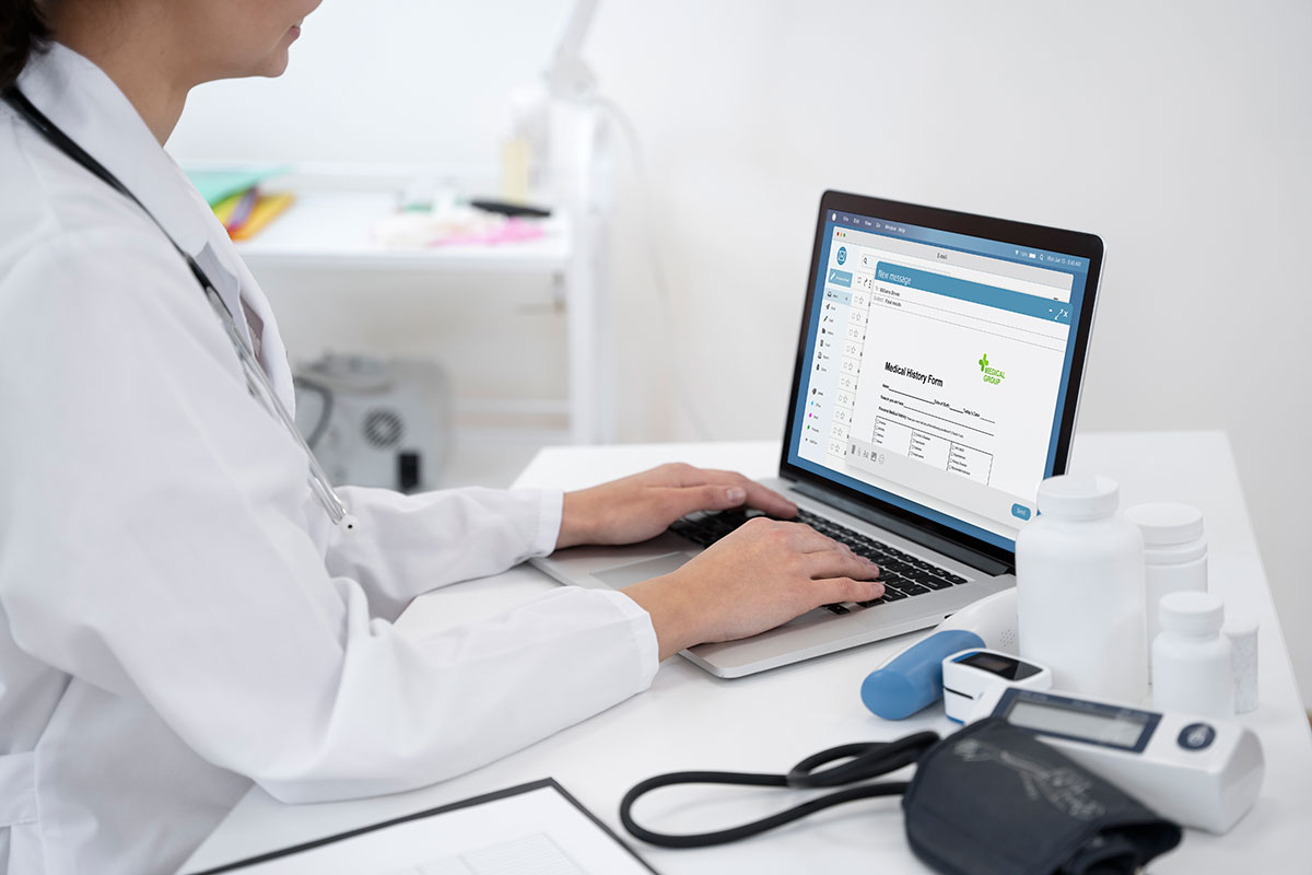 Doctor writing about medical checkup-image