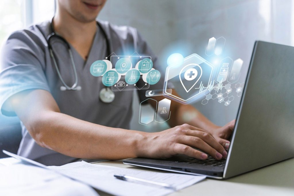 Medical doctor working on laptop-image